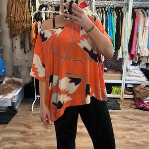 DVF New Hanky Silk Top in African Tulip Deep Coral